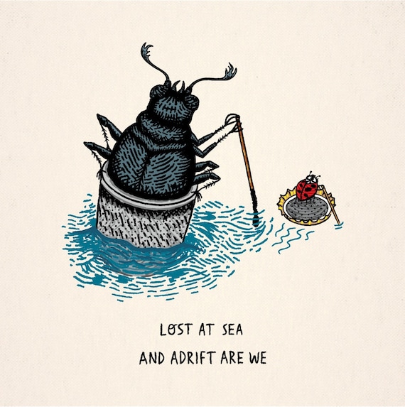 Lost At Sea, Beetle, Ladybird, insect, animal art print by Oliver Lake