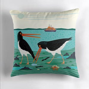 The Oystercatchers Throw Pillow / Cushion Cover 16 x 16 by Oliver Lake / iOTA iLLUSTRATION image 2