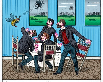 An Unexpected Turn of Events - absurd art, comic art print - limited edition print by Oliver Lake