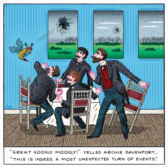 An Unexpected Turn of Events - absurd art, comic art print - limited edition print by Oliver Lake