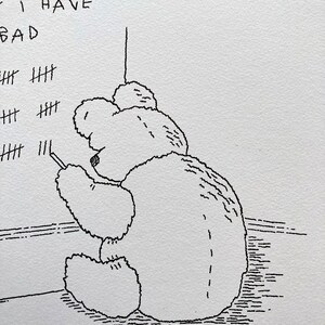 Bad Teddy, original drawing, hand drawn, Teddy Bear art, Funny illustration, by Oliver Lake 1 of 5 image 4