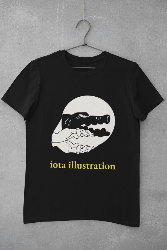 iOTA iLLUSTRATION (No.2), Shadow Puppet, Crocodile, alligator, Bella Canvas, Unisex Crew Neck T-Shirt, Black and White Tee