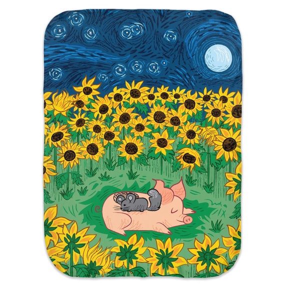 Among The Sunflowers - Baby Blanket - Swaddle Blanket - Babies Blanket - baby rug swaddle blankets by Oliver Lake iOTA iLLUSTRATiON