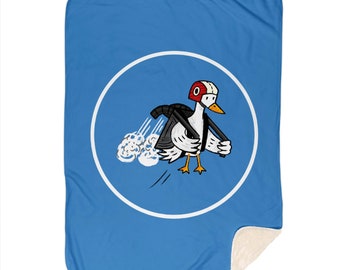 Jet Duck - children's sherpa blanket - nursery decor - 60" x 80"