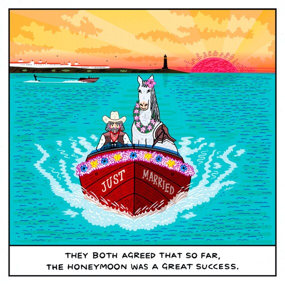 The Odd Couple - funny comic art print by Oliver Lake - iOTA iLLUSTRATION