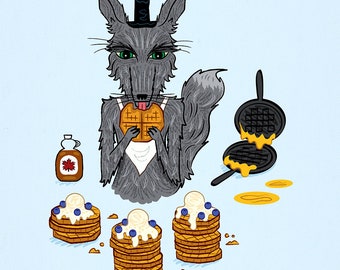 The Wolf Who Loved Waffles - Limited Edition Art Print by Oliver Lake