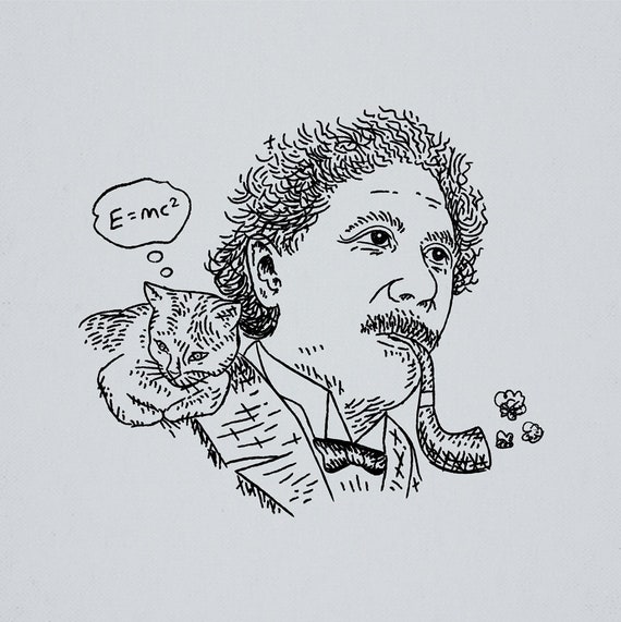 Einstein's Cat, portrait, animal art print by Oliver Lake