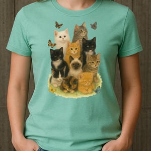 Cute Kitten Cat Shirt for Women | Adorable Kawaii Cats Graphic Tee  Pastel Animal T-Shirt for Cat Lovers  Soft Unisex Pet Lover Gift 4XL 5XL