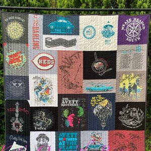 TShirt Quilt made from band or concert t-shirts. custom made mosaic T-Shirt Quilts
