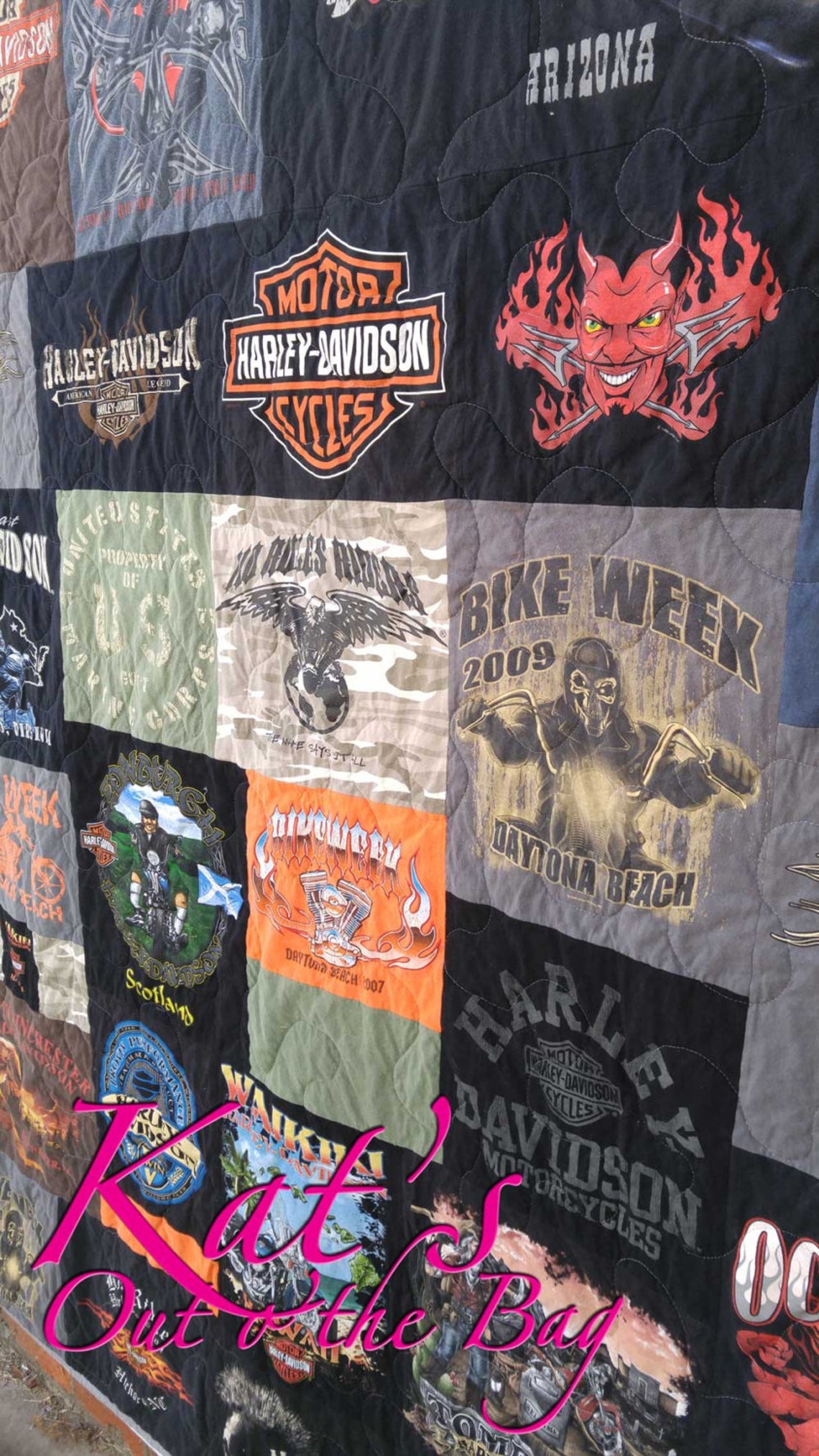MEMORY QUILT Harley Davidson Quilt Harley Blanket Etsy