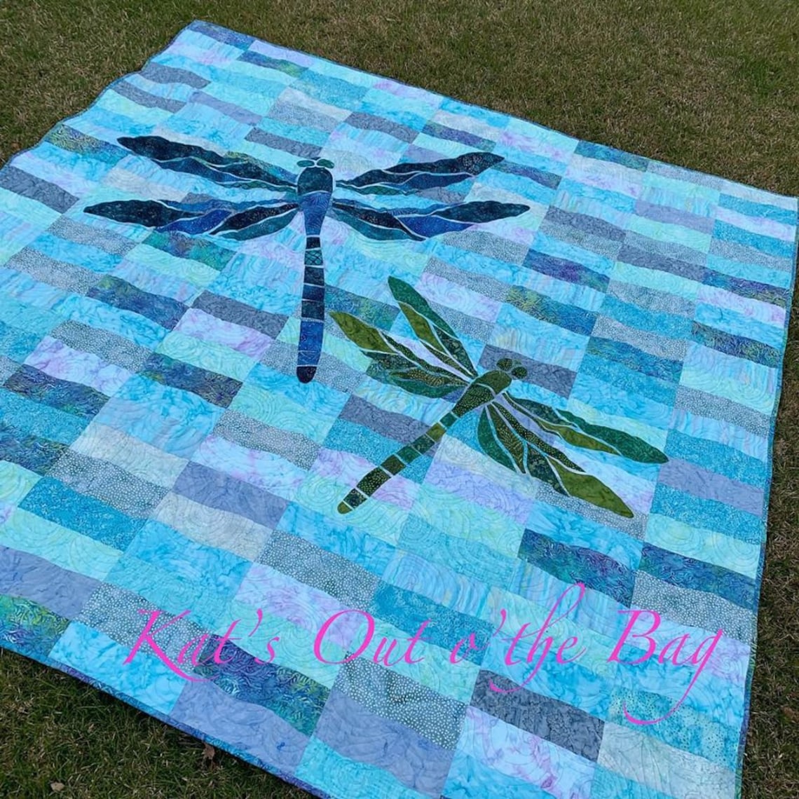 Dragonfly Quilt using blue and green batiks dragon fly Etsy
