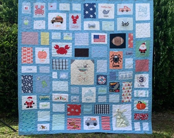 Baby Clothes Quilt | MEMORY QUILT | First Year Clothes Quilt | Keepsake Quilt | Custom Made-to-Order Quilt made from baby clothes