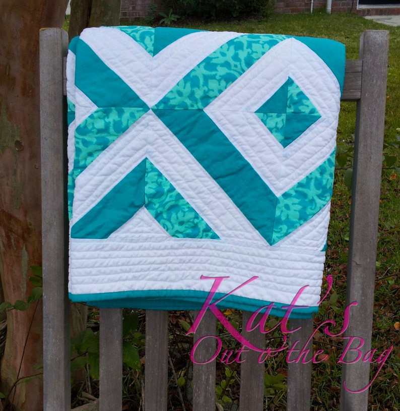 Teal and White Diamond Quilt Quilt Throw Teal Quilt Etsy