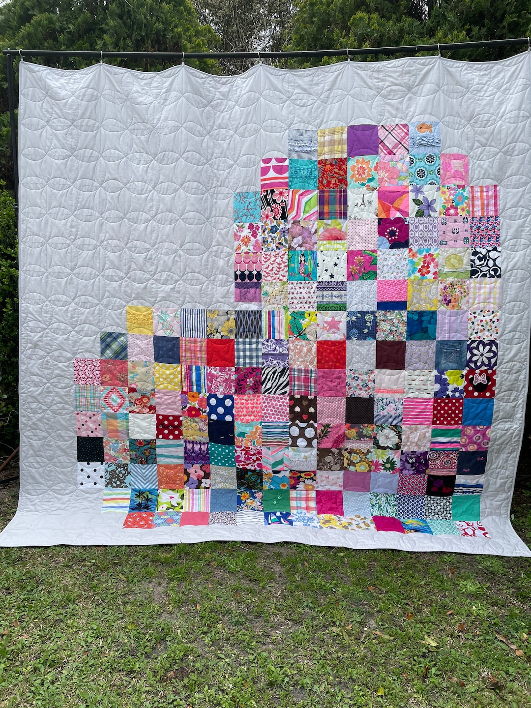 Heart Baby Clothes Memory Quilt: Keepsake Blanket, First Year Gift