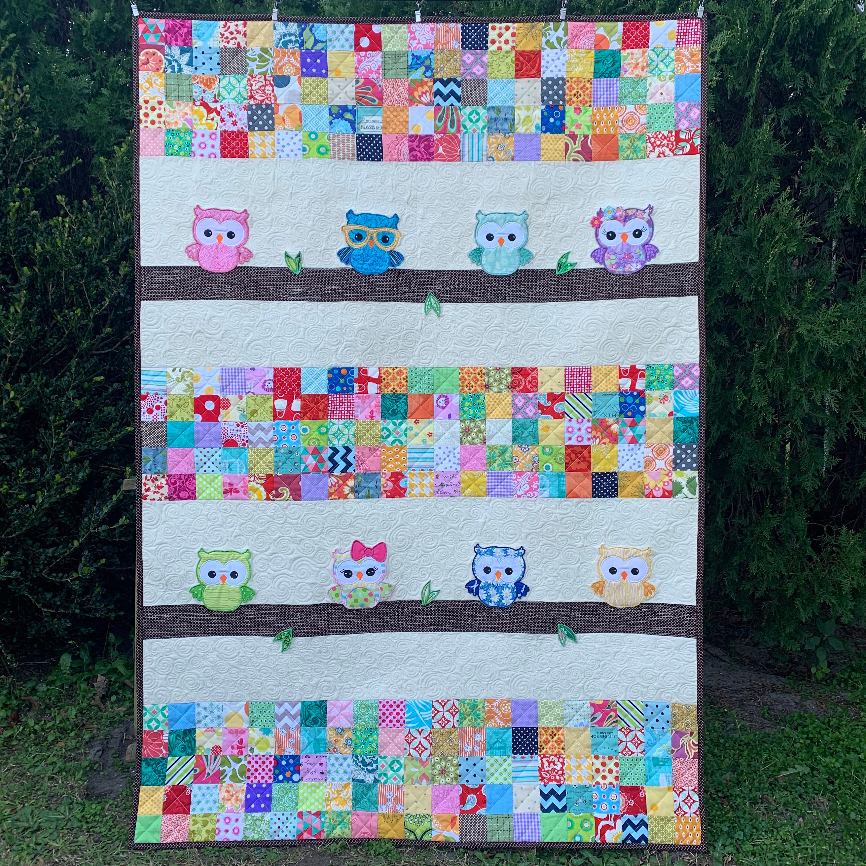 Owl Quilt: Patchwork Baby Blanket, Custom Throw