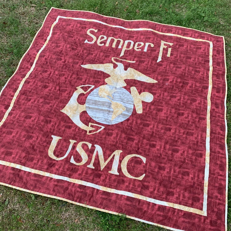 USMC Semper Fi Quilt Custom Made Marines Corp Quilt Blanket Etsy