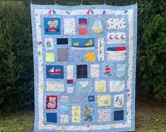 Custom Baby Clothes Memory Quilt: Keepsake First Year Quilt