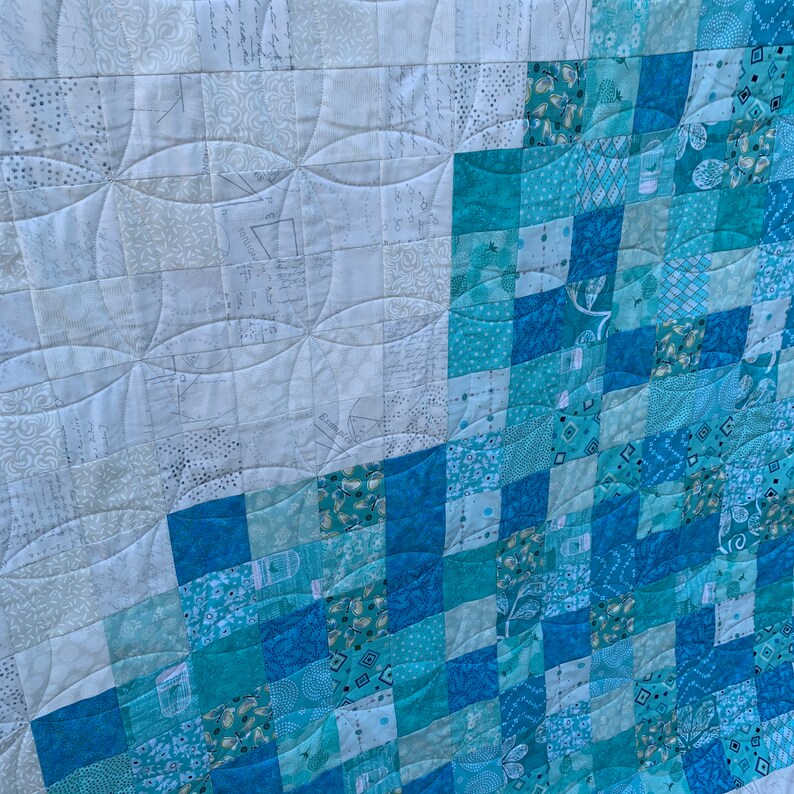 Baby Quilt Blue and White Quilt Blanket Throw Heart Etsy