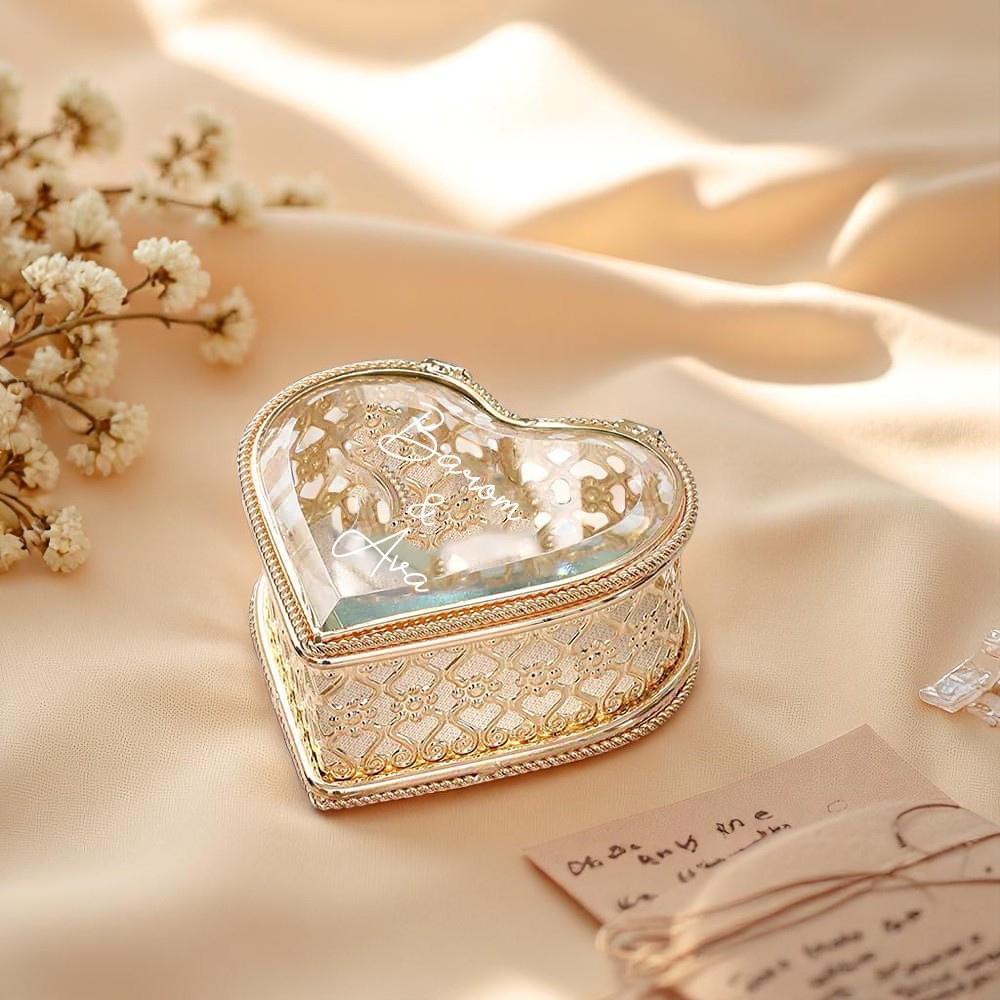 Heart Shaped Glass Ring Box | Wedding Ring Box | Engagement Ring Box | Jewelry Storage | Custom Ring Box | Personalized Glass Ring Box