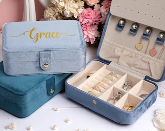 Travel Jewelry Box | Jewelry Case | Anniversary Gift | Wedding Bridesmaid Gift | Custom Jewelry Box | Custom Gift | Personalized Gift Women