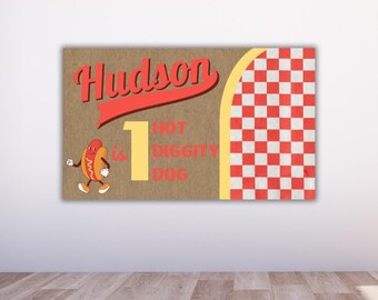 painted banner template | first birthday banner | hot diggity dog banner | hotdog birthday | custom 1st birthday banner | DIGITAL DOWNLOAD
