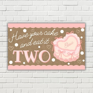 painted banner template | birthday banner | Eat it TWO banner | second birthday banner | custom birthday banner | DIGITAL DOWNLOAD image 1