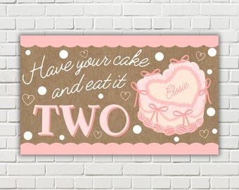 painted banner template | birthday banner | Eat it TWO banner | second birthday banner | custom birthday banner | DIGITAL DOWNLOAD