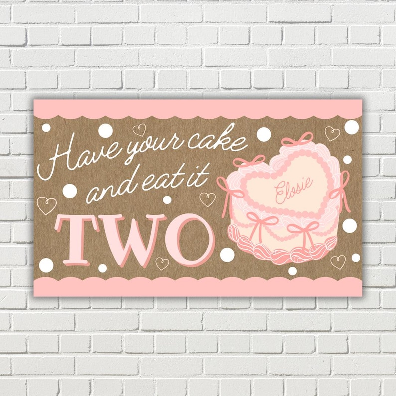 painted banner template | birthday banner | Eat it TWO banner | second birthday banner | custom birthday banner | DIGITAL DOWNLOAD image 1