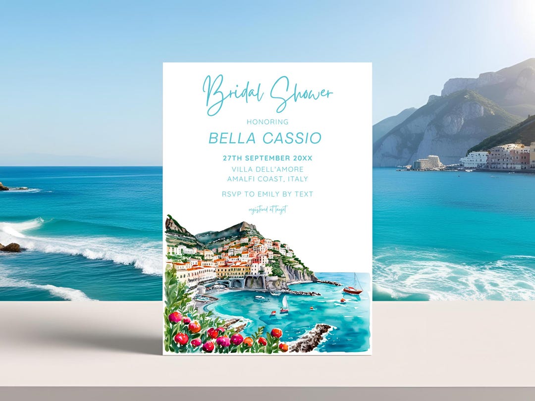 Amalfi Coast Bridal Shower Invitation, Italian Coastal Theme (digital ...