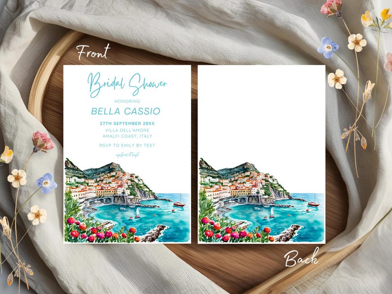 Amalfi Coast Bridal Shower Invitation, Italian Coastal Theme (digital ...