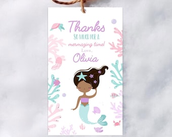 Etiqueta de favor de cumpleaños de sirena etiqueta de regalo de fiesta de cumpleaños de sirena Oneder el primer cumpleaños del mar Etiqueta de regalo de sirena en dos el mar se sumerge en cinco
