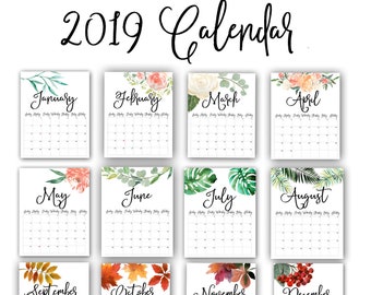 2019 calendar etsy calender download