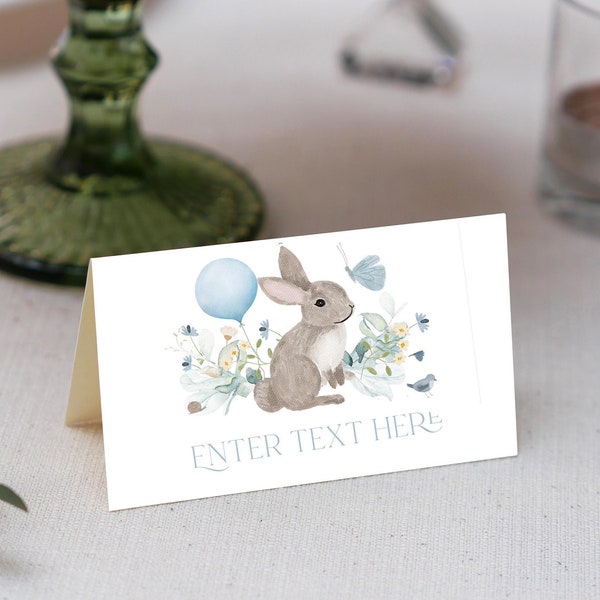 Bunny buffet cards, Bunny food tent cards, Bunny food labels Easter, Boy blue bunny first birthday, 1st birthday, Easter bunny food tent