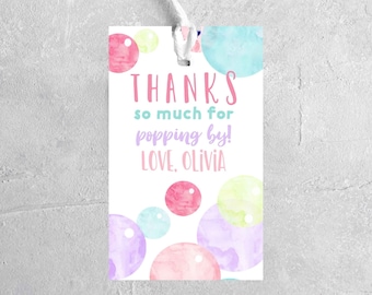 Girl Bubble party favor tags bubbles favor tags pink foam pool party summer party bubbles 1st 2nd 3rd birthday party gift tag party favor