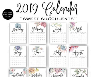 2019 Calendar Watercolor flowers calendar 2019 Monthly | Etsy 2019 Calendar Watercolor flowers calendar 2019 Monthly | Etsy