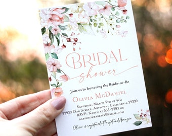 Wildflower love in bloom bridal invitation, Love in bloom invitation, Wedding shower invitation, Pink white floral shower watercolor flowers