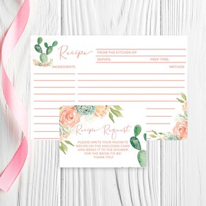 ReceptKaart Cactus receptkaart Keuken bruidsdouche Sappige bruidsdouche bedrukbaar Recept aanvraag insert Keuken douche bruidsdouche