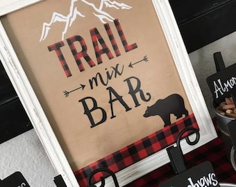 Holzfäller Schild Trail Mix Bar LUMBERJACK Trail Mix Bar Schild Holzfäller Erste Geburtstag Party Holzfäller Baby Shower Instant Download