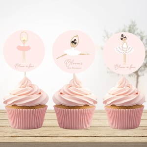 Ballerina Geburtstagsparty Cupcake Toppers Kuchen Topper, Pastell rosa Tutu süße druckbare Dekorationen Ballerina 1.2.3.4.5
