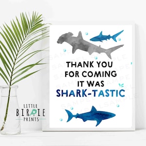 SHARK Birthday party thank you for coming sign  Shark sign caution sharks danger sharks birthday party sign Shark birthday party sign