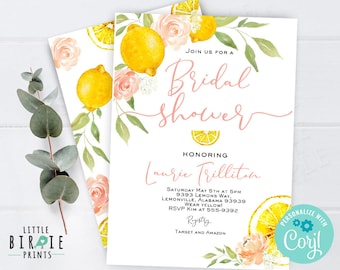 Invitación principal de despedida de soltera Invitación de despedida de soltera de limón Invitación de despedida de soltera de verano de limón Invitación de cítricos para brunch de boda
