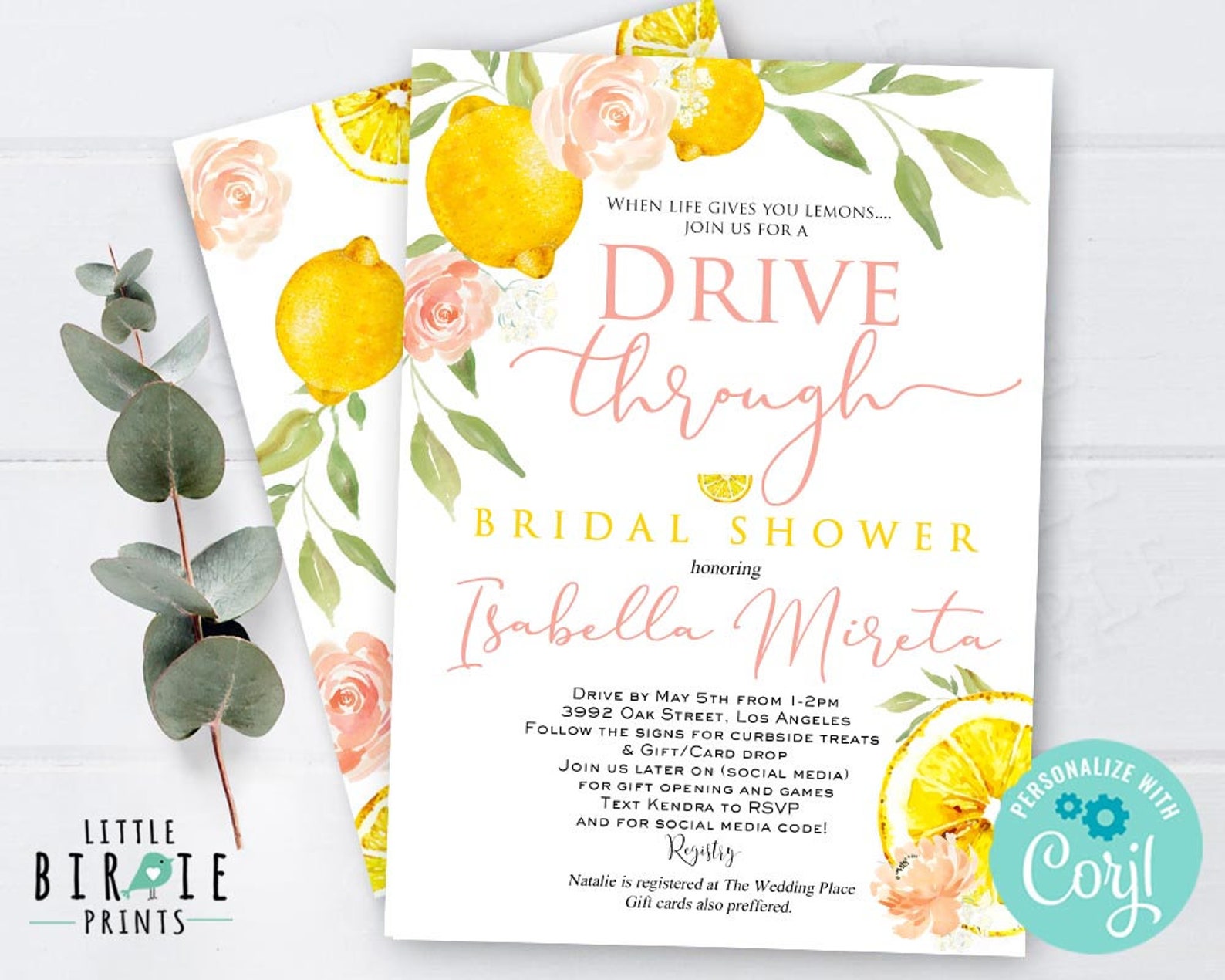 DRIVE THROUGH Bridal Shower Lemon Bridal Shower Quarantine Etsy