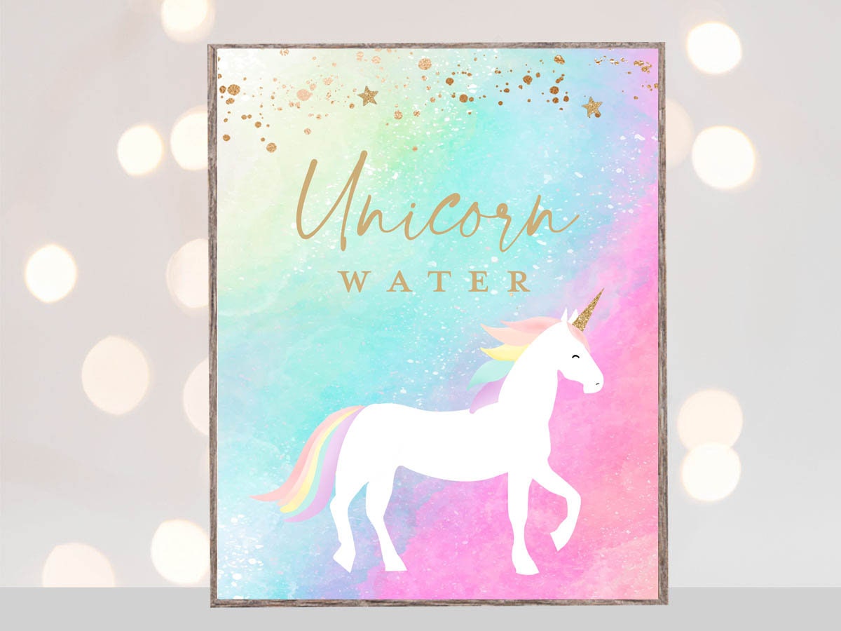 Unicorn birthday party Unicorn water drinks station, Unicorn rainbow birthday party 1st 2nd 3rd 4th 5th 6th birthday party girl birthday
