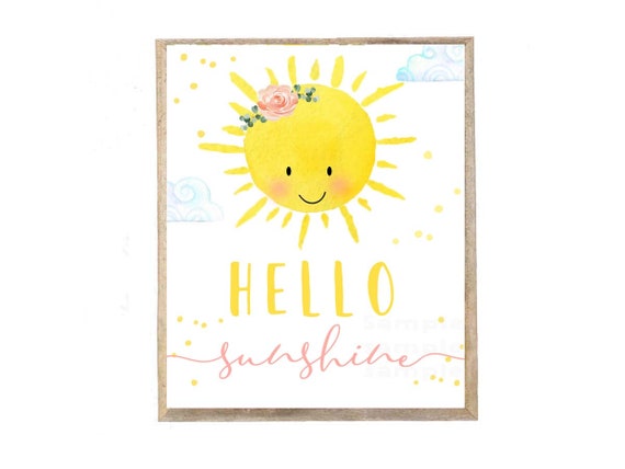 HELLO SUNSHINE Wall Art Print Printable Sun Art Print | Etsy