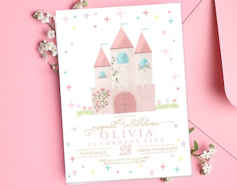 Princess Birthday Invitation, Magical Princess Girl Birthday Party Invite Printable Invitation, Castle Magical, Editable Invitation Template