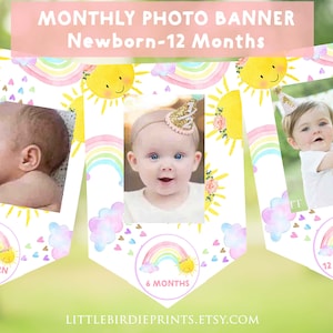 Rainbow Sunshine Monats-Fotobanner Regenbogen GeburtstagsdekorationEn Banner Sunshine und Regenbogen GeburtstagSparty erster Geburtstag