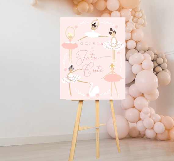 Tutu cute birthday party welcome sign, Ballet birthday party tutu cute Girl dancing birthday party, Two two cute birthday party dance