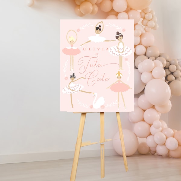 Tutu cute birthday party welcome sign, Ballet birthday party tutu cute Girl dancing birthday party, Two two cute birthday party dance