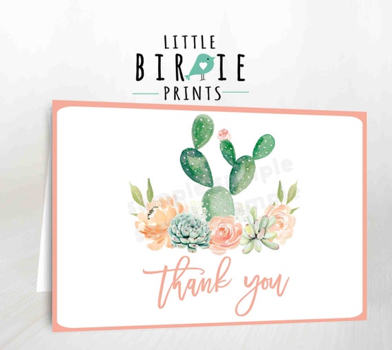 Buy Succulent Thank You Card Cactus Baby Shower Fiesta Diaper Raffle Tickets  Cactus Diaper Raffle Ticket Watercolor Flowers Succulent Shower Online in  India - Etsy