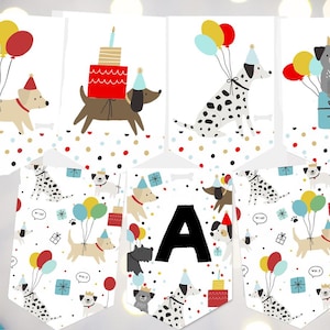 Puppy birthday banner Boy Puppy Dog printable banner Puppy birthday party decorations puppy Boy Pink puppy dog bunting instant download